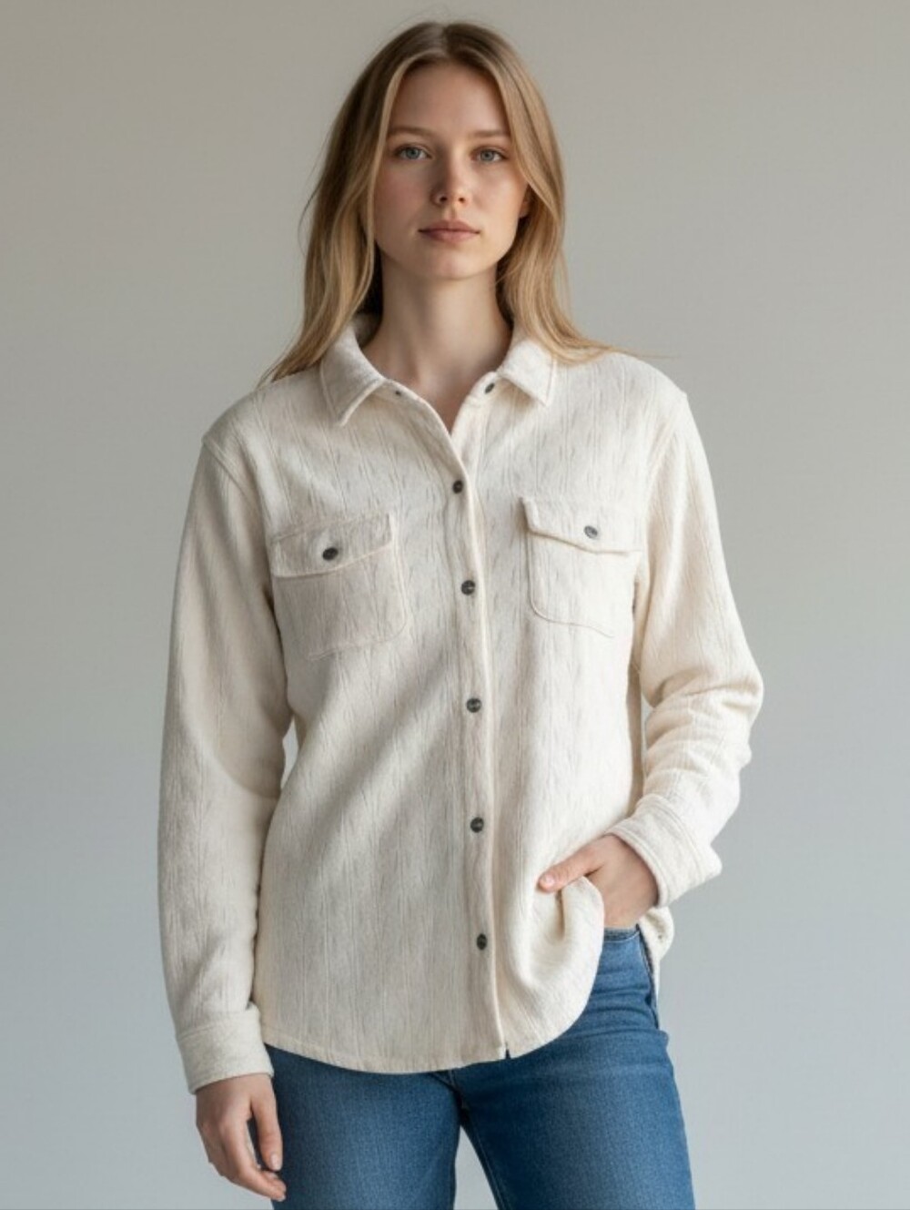 Eddie Bauer Women's Cream Botton Down Shirt
